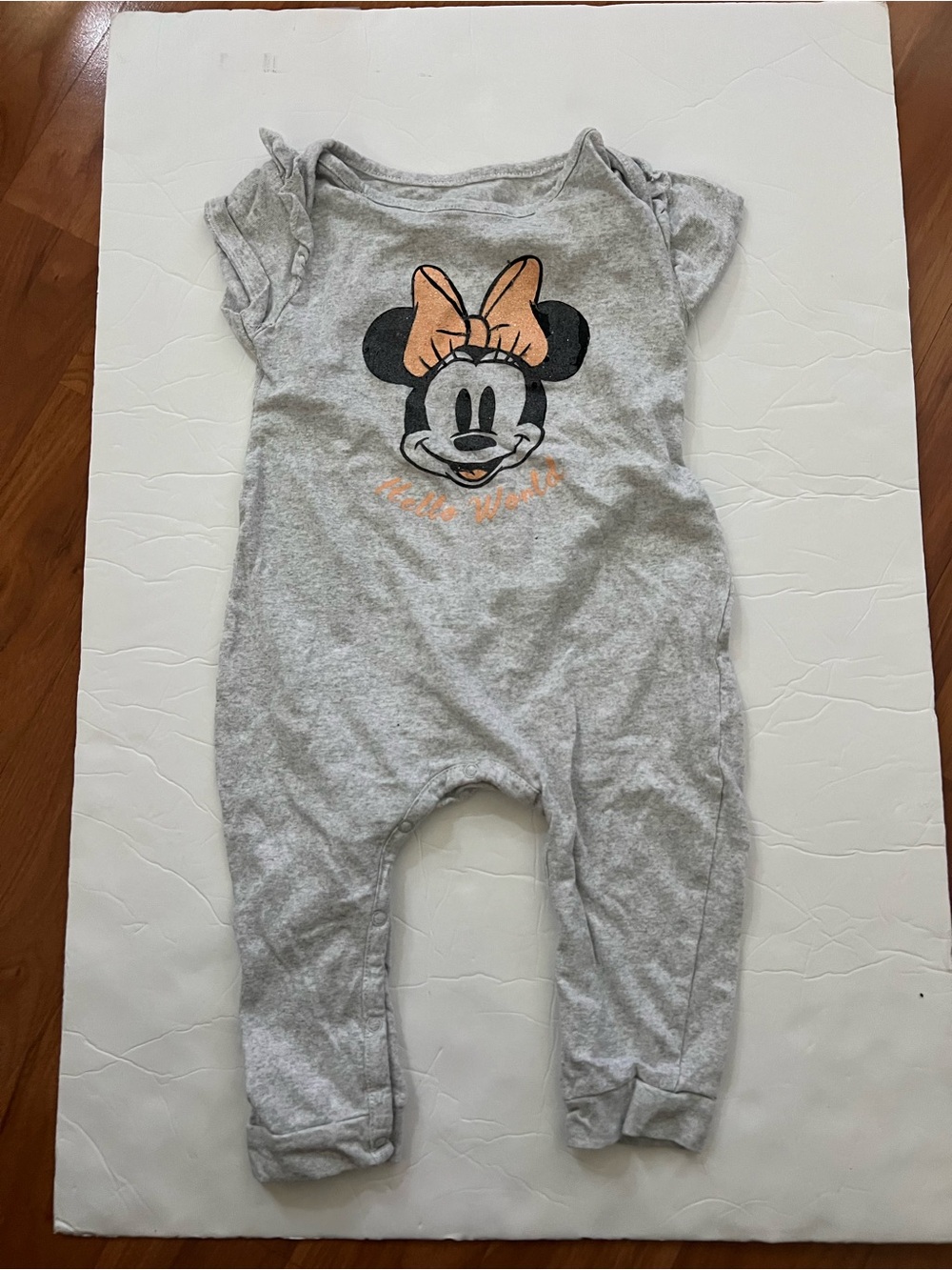 24m Disney toddler Minnie Mouse One-Piece pink n grey Romper, bundle of 2